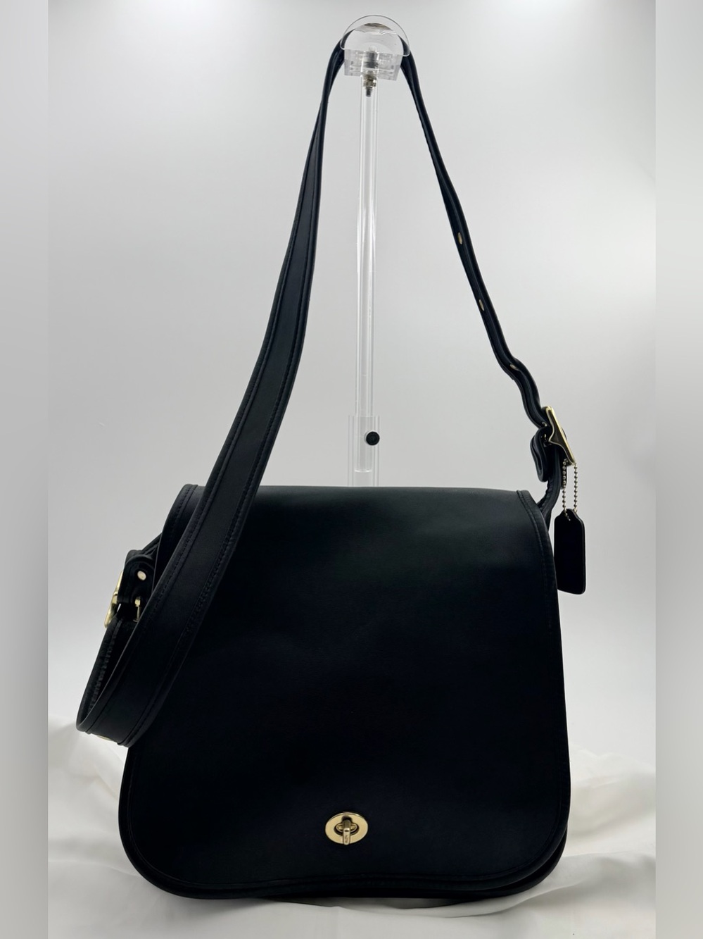 Vintage  Coach Black Glovetanned Leather Stewardess Bag #9525